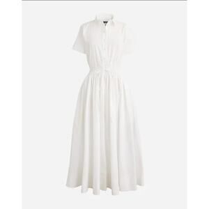 J Crew Elena Cotton Short Sleeve Poplin White Shirt Dress US Womens 10P